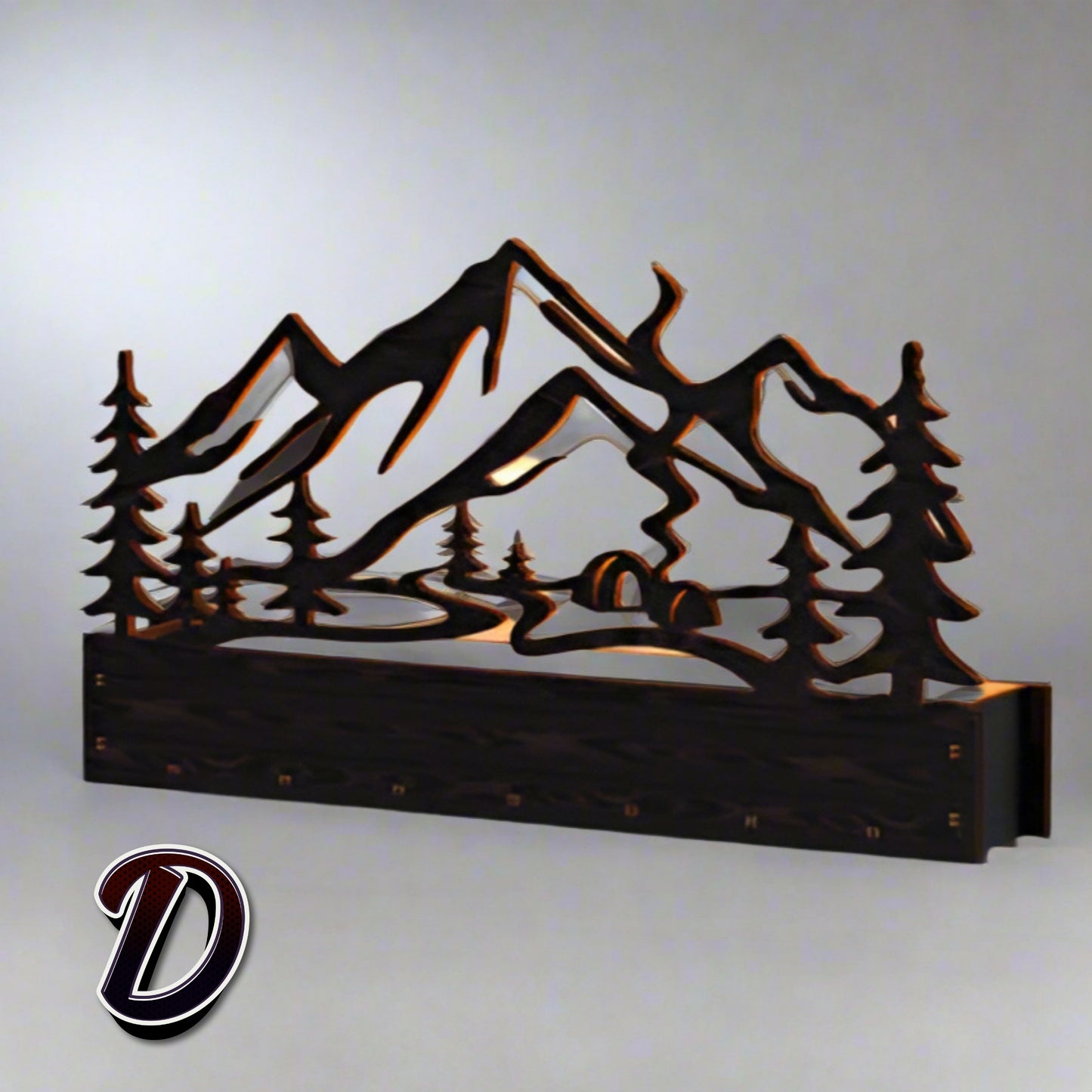 Indoor black wooden decorative sign with a matte texture, displayed in a cozy living room setting, mounted on the wall with one of the available design templates.