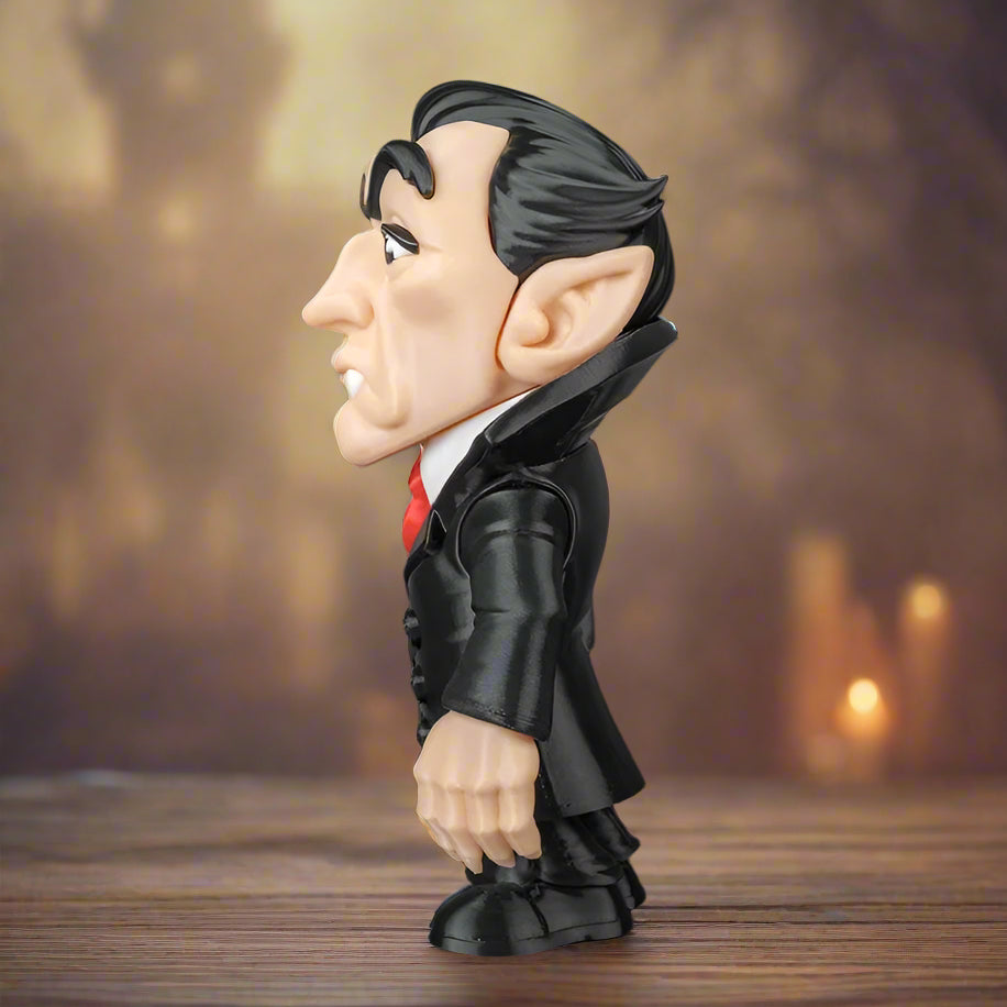 Figurine of a character with exaggerated features on a black background