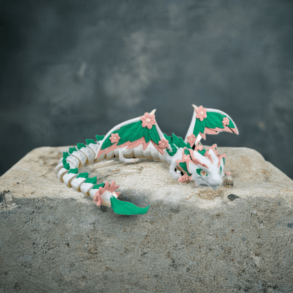 A stunning front view of the Floral Dragon, showcasing its intricate floral patterns and dynamic design.