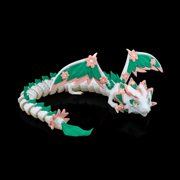 A side perspective highlighting the dragon's graceful pose and moveable body for a more interactive display.