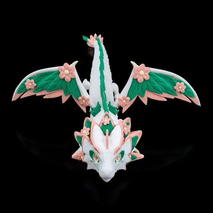 Demonstrating the moveable body of the Floral Dragon, allowing for dynamic posing and customization.