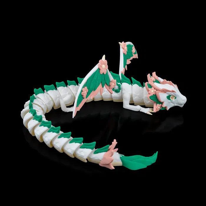 A full view of the Floral Dragon, showing its complete design and how the moveable parts enhance its beauty.