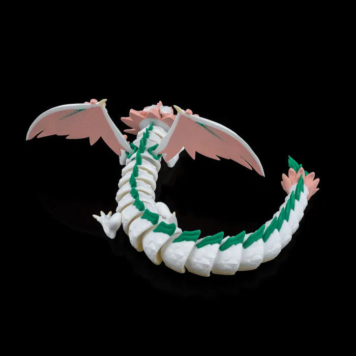 The Floral Dragon displayed with other collectible figurines, emphasizing its uniqueness and versatility in a collection.