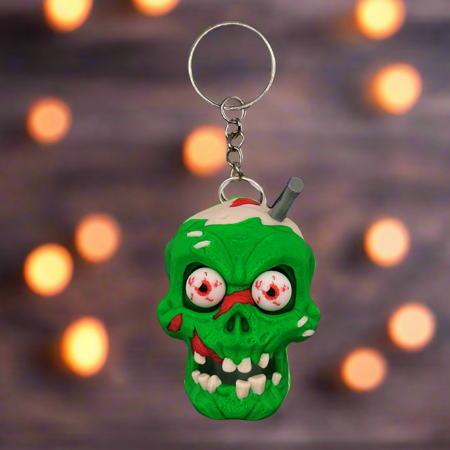 Zombie Skull Keychain – creepy yet stylish skull charm for everyday keyring.