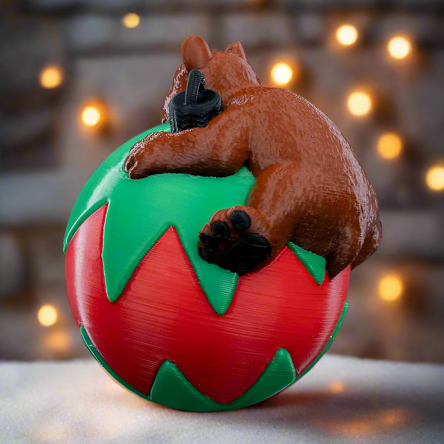 Adorable Sleeping Bear decoration with festive colors