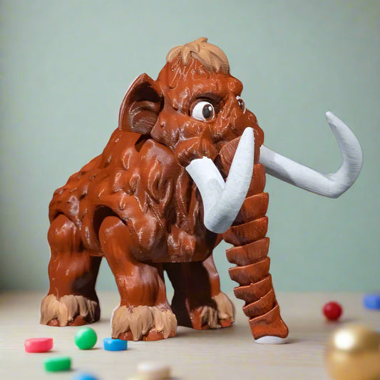 3D printed Articulated Mammoth with movable parts – unique gift idea