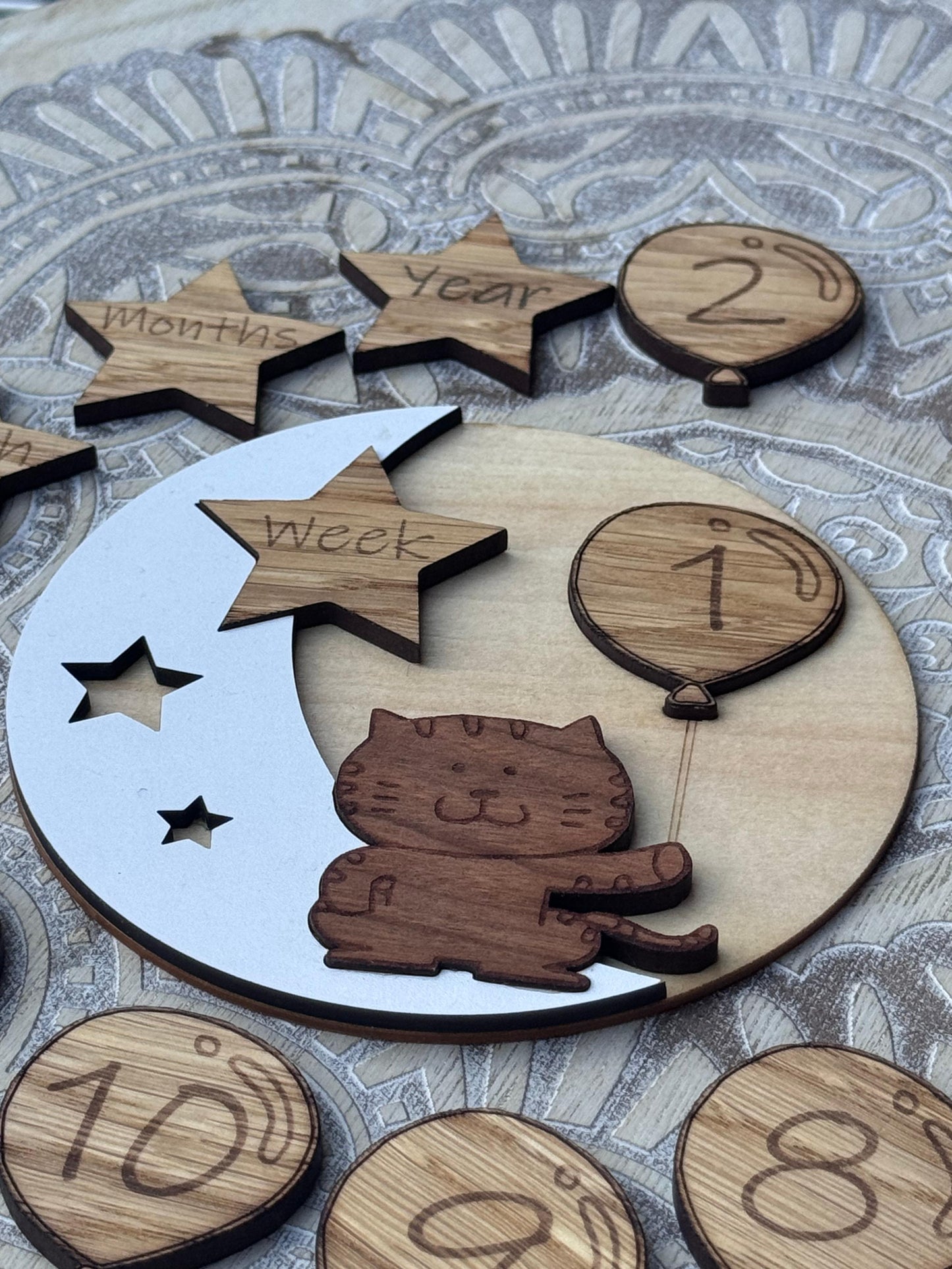 Wooden Baby Milestone Set – natural wood baby milestone markers, perfect for photo sessions.