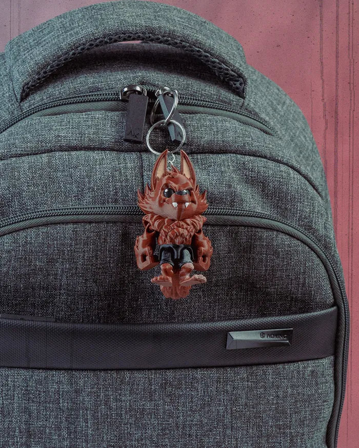 Ferocious Wolf keychain – durable and bold, perfect for personalizing your backpack