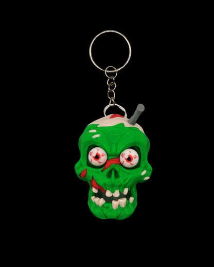 Zombie Skull Keychain – creepy yet stylish skull charm for everyday keyring.