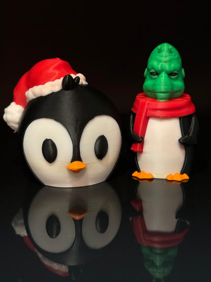 Penguin E.T. figurine in a winter hat, eco-friendly holiday decoration