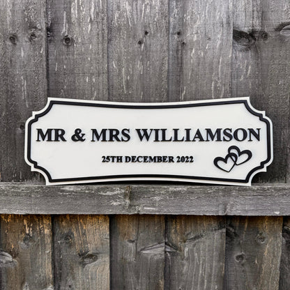 Street sign for couple