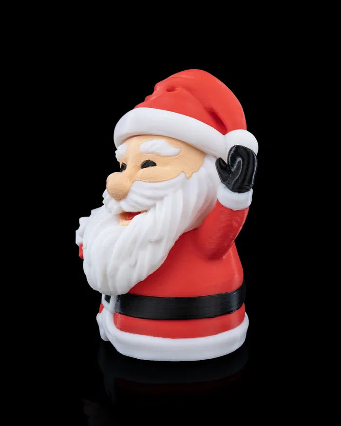 3D-printed Santa Claus figure, showcasing a classic and festive design for holiday decorations