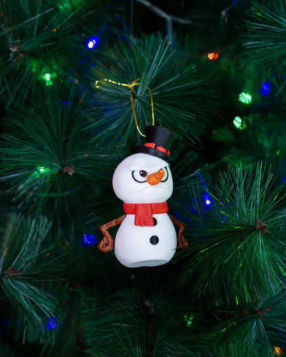 Eco-friendly 3D-printed snowman decoration for Christmas.