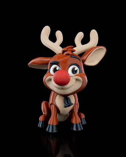 Rudy the Red-Nose 3D printed Christmas reindeer decoration.