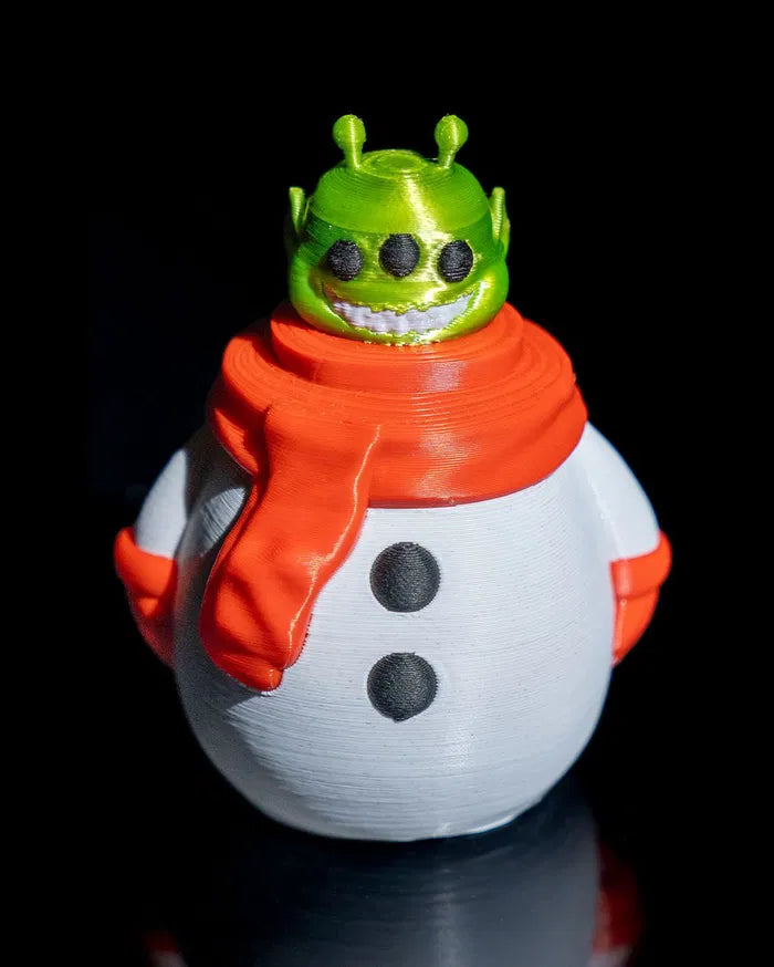 Whimsical Snowman E.T. – a one-of-a-kind holiday ornament with a snowy vibe and an alien-inspired twist.