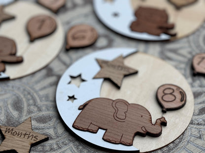 Wooden Baby Milestone Set – baby-safe wooden milestones for capturing each special month or week.